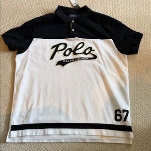 Polo by Ralph Lauren Black and White Colorblock Logo Polo Shirt